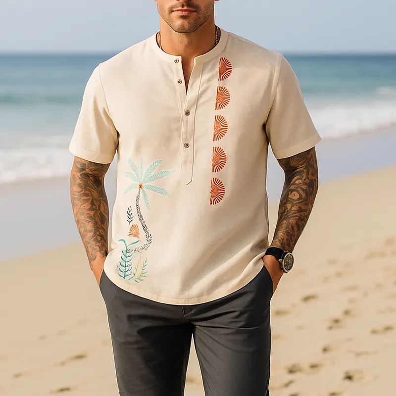Men's Summer Fashion Embroidery Cotton Blend Short Sleeve Shirt MTA0594G0P sold by Manly product image thumbnail 2