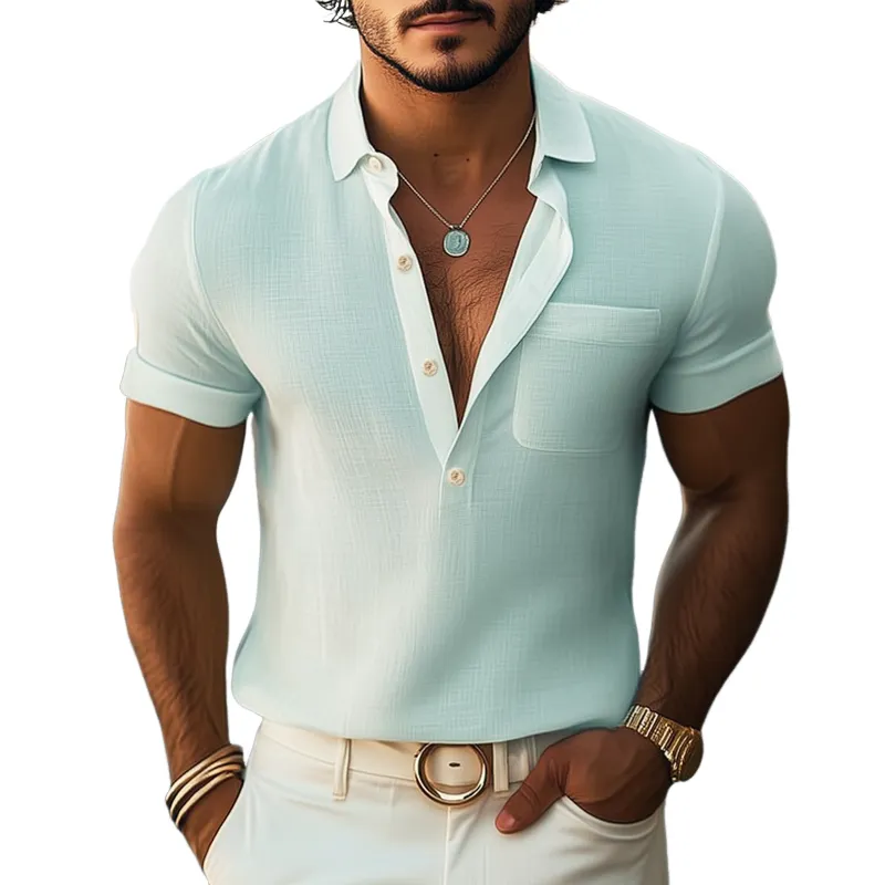 Men's Summer Basic Polo Collar Textured Short-sleeved T-shirt MTA0566G4U sold by Manly