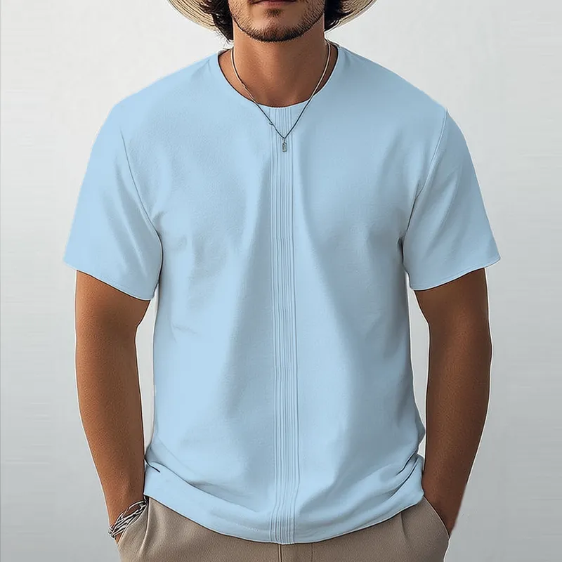 Men's Summer Basic Solid Color Cotton Round Neck T-Shirt MTA0598G7U sold by Manly product image thumbnail 5