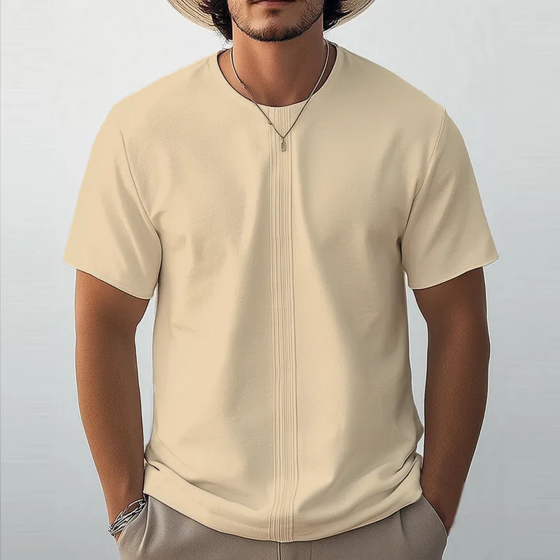 Men's Summer Basic Solid Color Cotton Round Neck T-Shirt MTA0598G7U sold by Manly product image thumbnail 4
