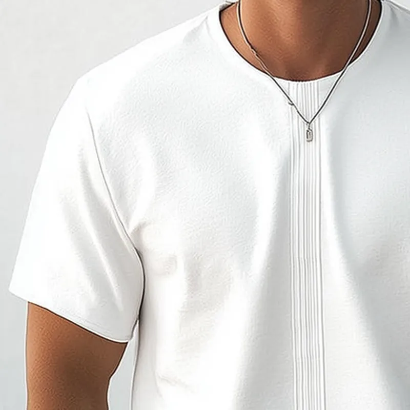 Men's Summer Basic Solid Color Cotton Round Neck T-Shirt MTA0598G7U sold by Manly product image thumbnail 3