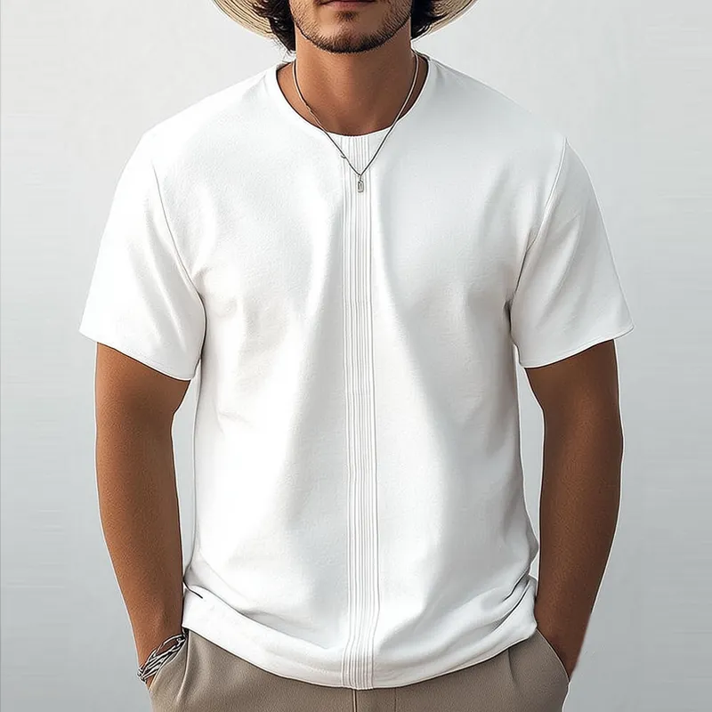 Men's Summer Basic Solid Color Cotton Round Neck T-Shirt MTA0598G7U sold by Manly product image thumbnail 2