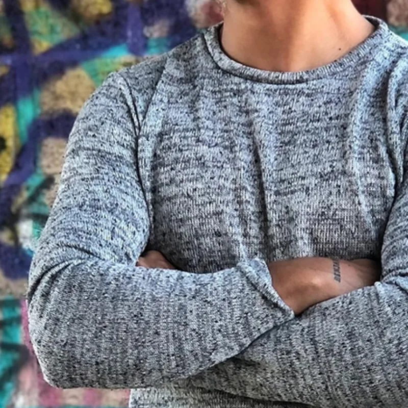 Men's Retro Round Neck Slim Fit Long Sleeve T-Shirt MTA0421G5TO sold by Manly product image thumbnail 3