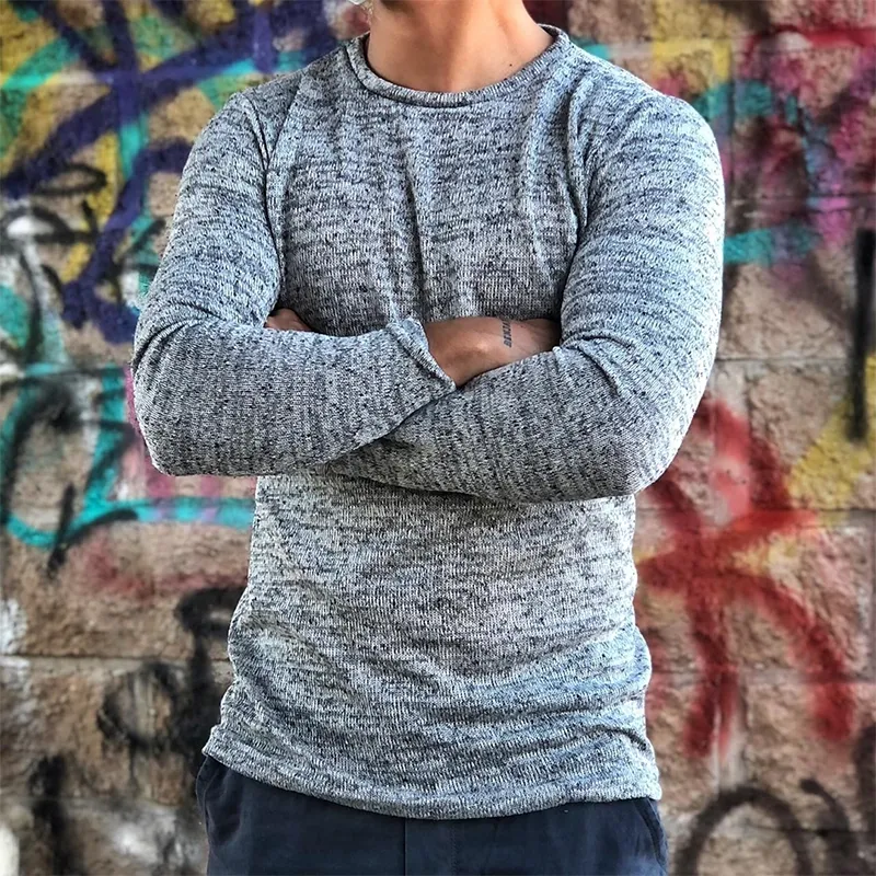 Men's Retro Round Neck Slim Fit Long Sleeve T-Shirt MTA0421G5TO sold by Manly product image thumbnail 2