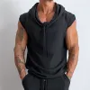 Men's Cotton Vintage Solid Drawstring Hoodie Tank Top MTA0401G3TO sold by Manly