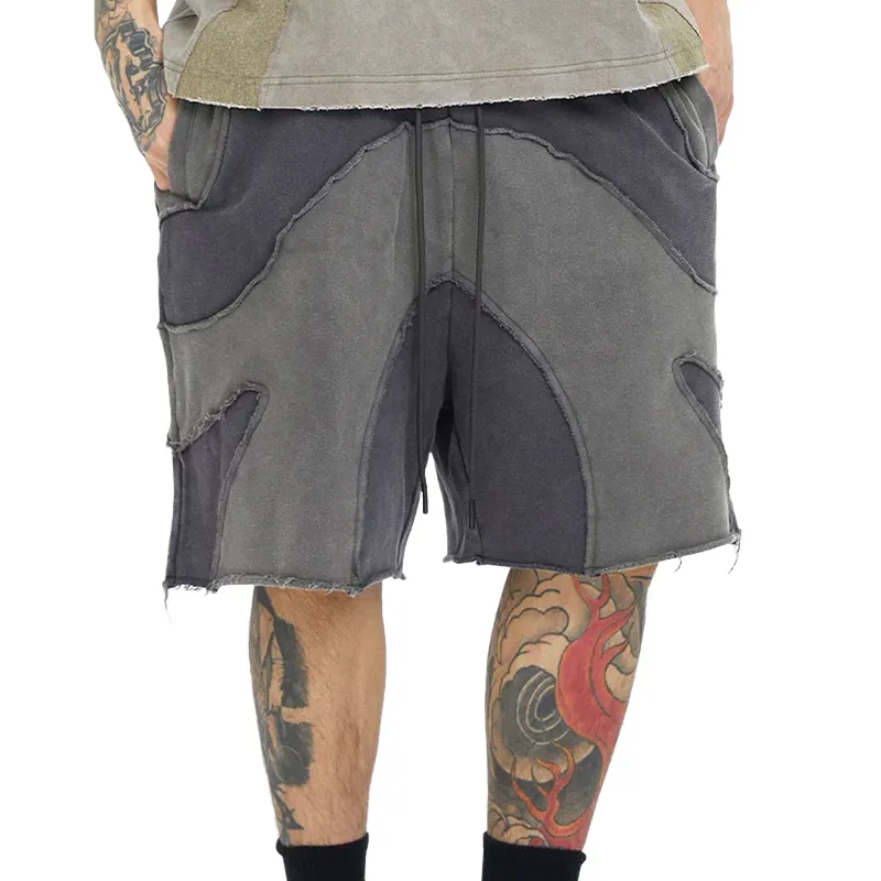 Men's Spring And Summer Fashion Casual Cotton Blended Splicing Elastic Waist Shorts MTA0496G7K sold by Manly