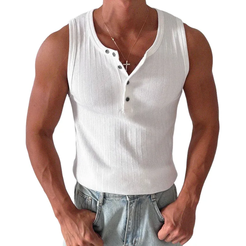 Men's Knitted Slim Fit Crew Neck Tank Top MTA0483G4X sold by Manly