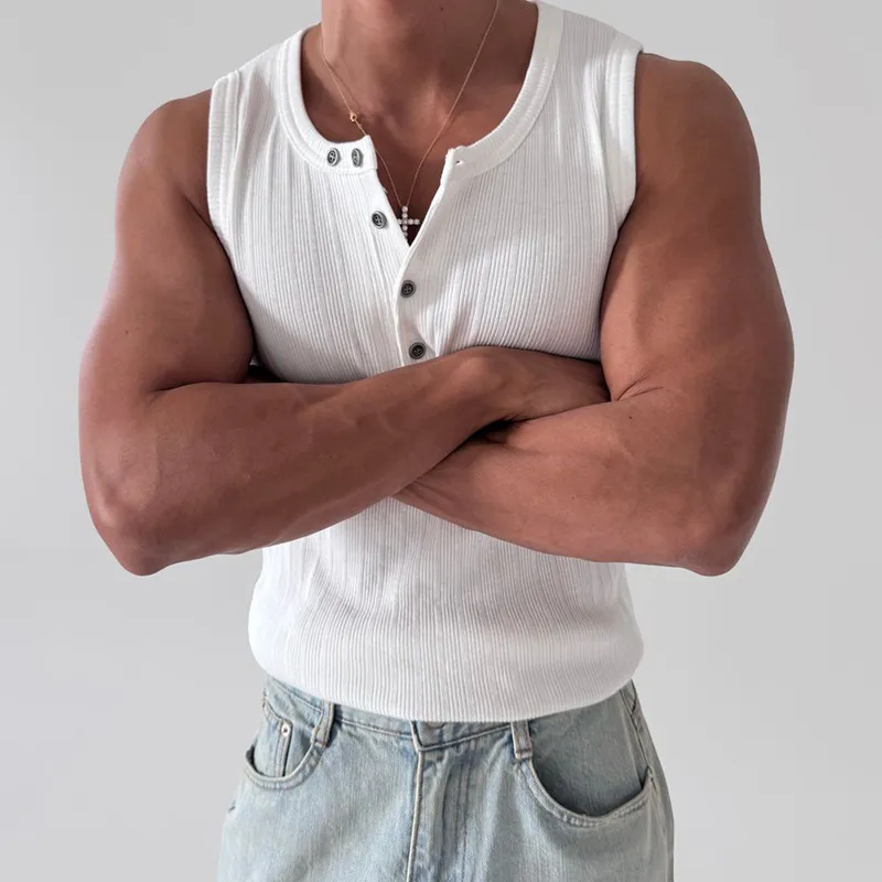 Men's Knitted Slim Fit Crew Neck Tank Top MTA0483G4X sold by Manly product image thumbnail 5