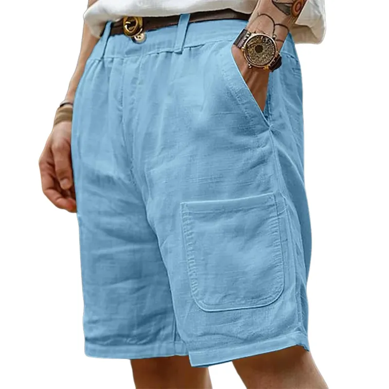 Men's Cotton And Linen Solid Color Casual Shorts MTA0714G0X sold by Manly