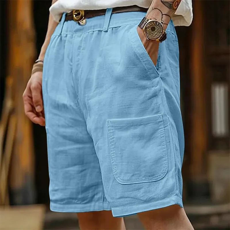 Men's Cotton And Linen Solid Color Casual Shorts MTA0714G0X sold by Manly product image thumbnail 2