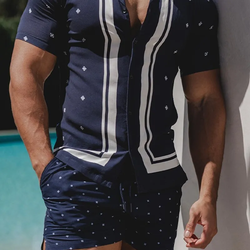 Men's Holiday Print Short Sleeve Shorts Two-Piece Set MTA0780G1X sold by Manly product image thumbnail 3