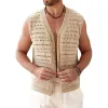 Men's Fashion Hollow Jacquard V-neck Single-breasted Slim Fit Knitted Vest MTA0475G8M sold by Manly