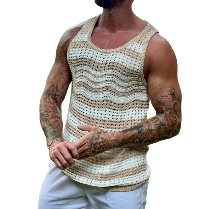 Men's Spring And Summer Fashion Casual Hollow Knitted Slim Tank Top MTA0791G0K sold by Manly