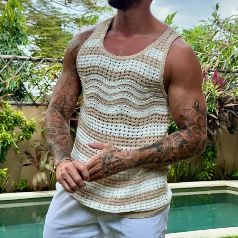 Men's Spring And Summer Fashion Casual Hollow Knitted Slim Tank Top MTA0791G0K sold by Manly product image thumbnail 2