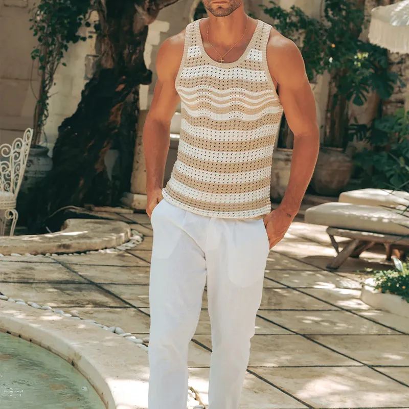 Men's Spring And Summer Fashion Casual Hollow Knitted Slim Tank Top MTA0791G0K sold by Manly product image thumbnail 4