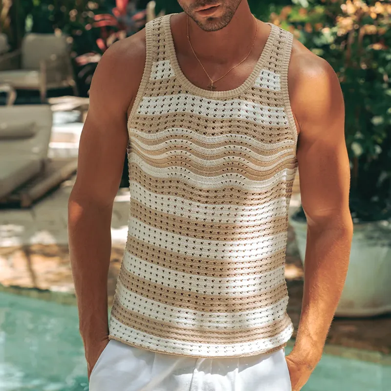 Men's Spring And Summer Fashion Casual Hollow Knitted Slim Tank Top MTA0791G0K sold by Manly product image thumbnail 3