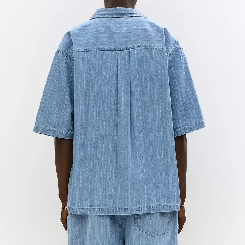 Men's Summer Fashion Denim Jacquard Short Sleeve Shirt MTA0553G1P sold by Manly product image thumbnail 3