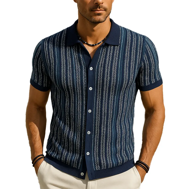 Men's Summer Fashion Knitted Short Sleeve Shirt MTA0788G4P sold by Manly