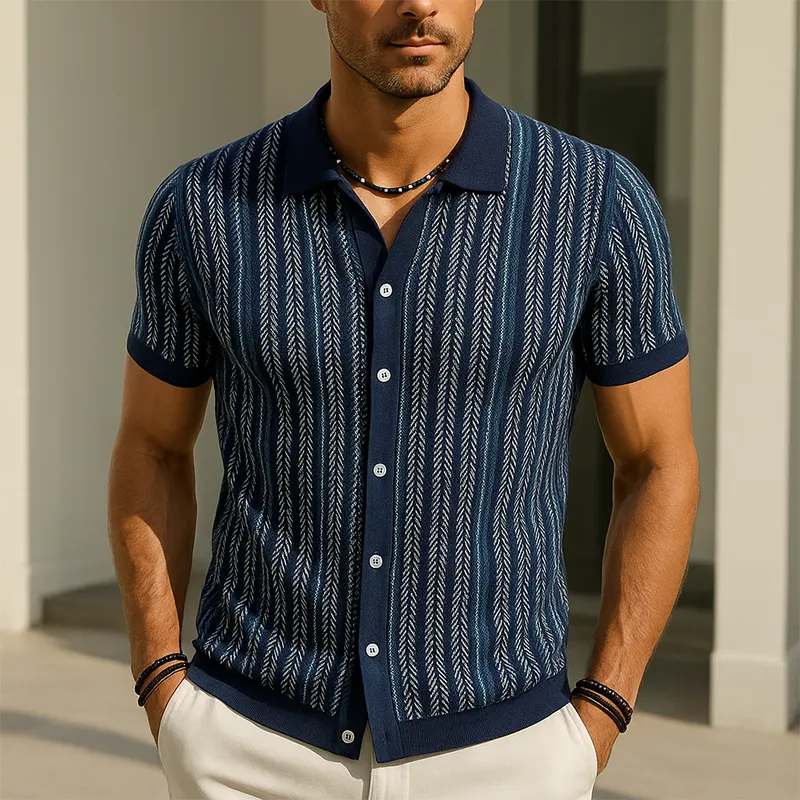 Men's Summer Fashion Knitted Short Sleeve Shirt MTA0788G4P sold by Manly product image thumbnail 2