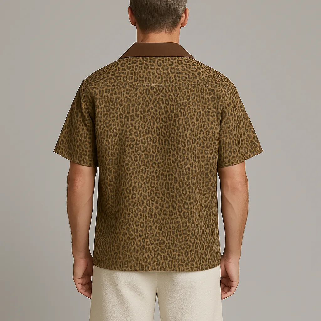 Men's Summer Fashion Leopard Print Cotton Blend Short Sleeve Shirt MTA0706G0P sold by Manly product image thumbnail 3