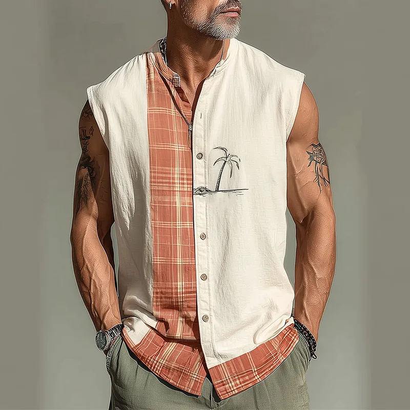 Men's Summer Fashion Printed Cotton Blend Sleeveless Shirt MTA0702G1P sold by Manly product image thumbnail 2