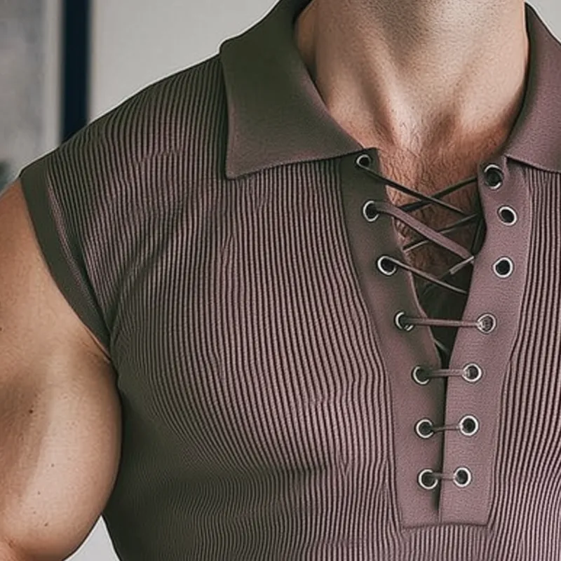 Men's Summer Classic Solid Color V-Neck Knitted Tank Top MTA0710G2U sold by Manly product image thumbnail 3