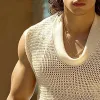 Men's Summer Basic Mesh Knitted Crew Neck Tank Top MTA0737G0U sold by Manly
