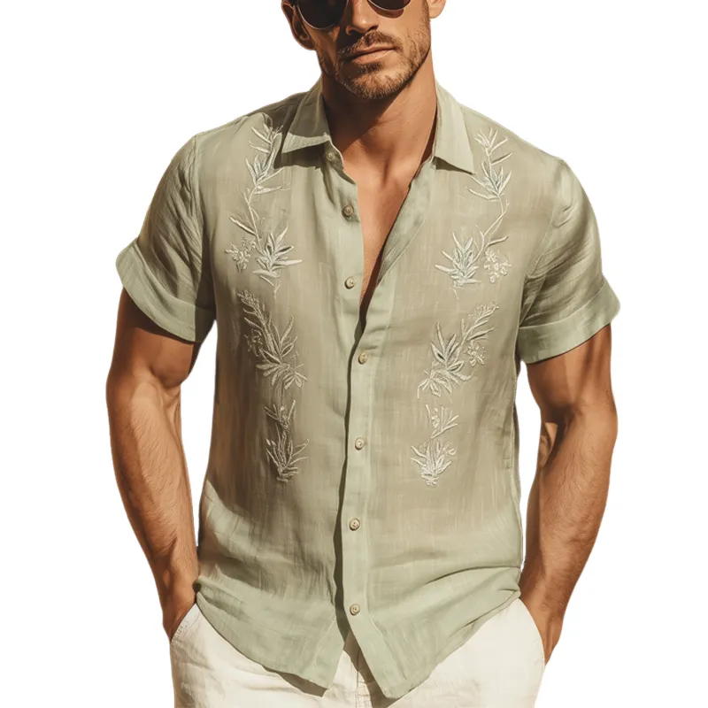 Men's Summer Vintage Embroidered Short Sleeve Shirt MTA0787G7U sold by Manly