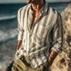 Men's Summer Classic Vertical Striped Casual Long-sleeved Shirt MTA0749G7U sold by Manly
