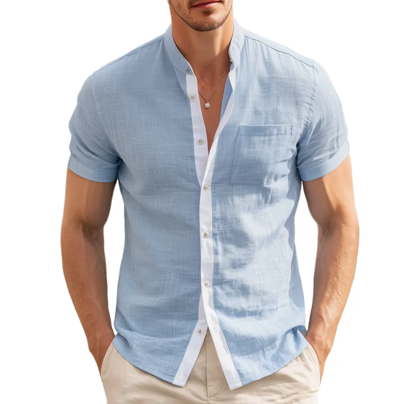 Men's Classic Business Cotton Colorblock Short Sleeve Shirt MTA0944G4U sold by Manly