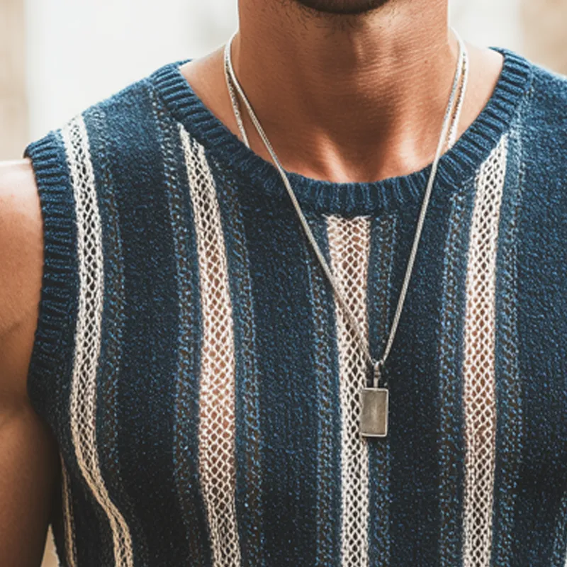 Men's Classic Colorblock Vertical Striped Knit Tank Top MTA0924G5U sold by Manly product image thumbnail 3