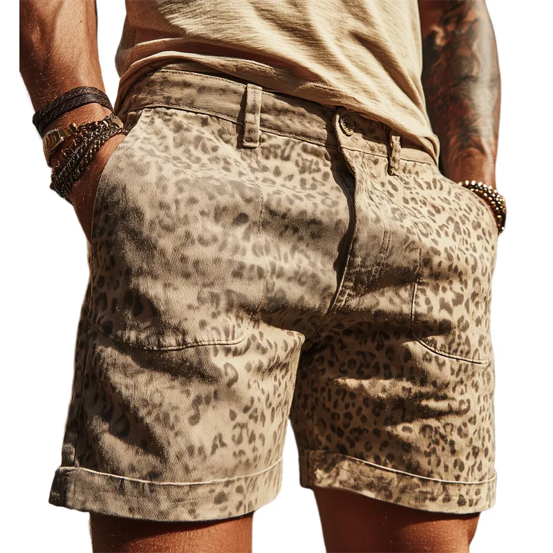 Men's Summer Twill Leopard Print Shorts MTA0930G9U sold by Manly