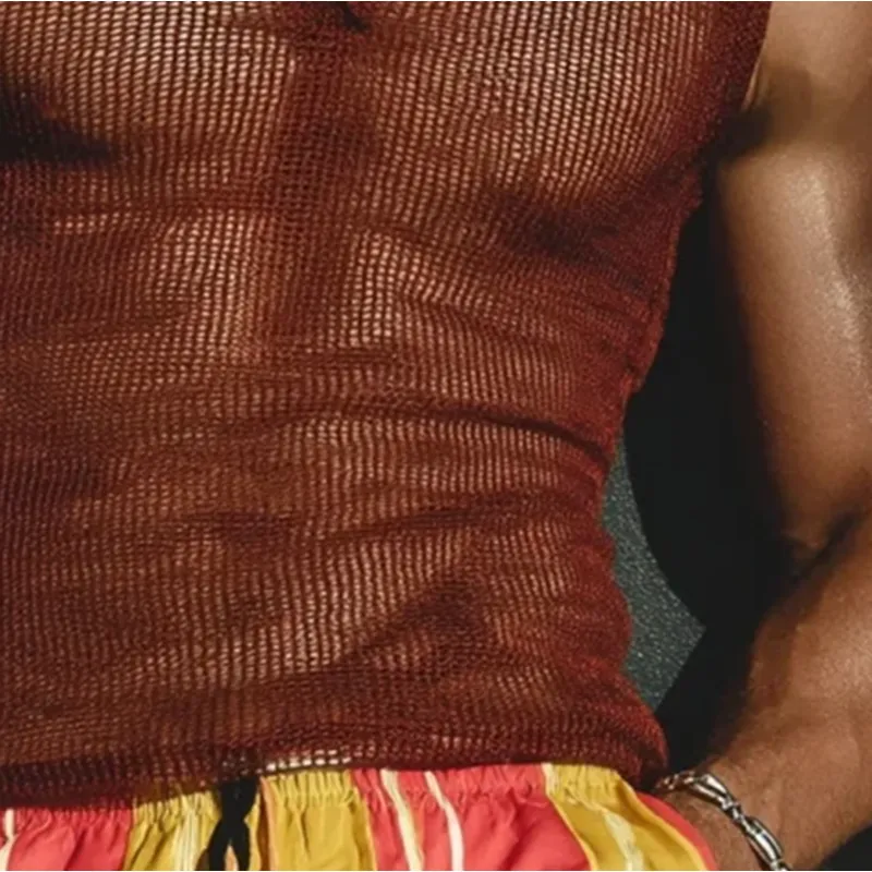 Men's Knitted Polo Neck Sleeveless Tank Top MTA0419G8Y sold by Manly product image thumbnail 2