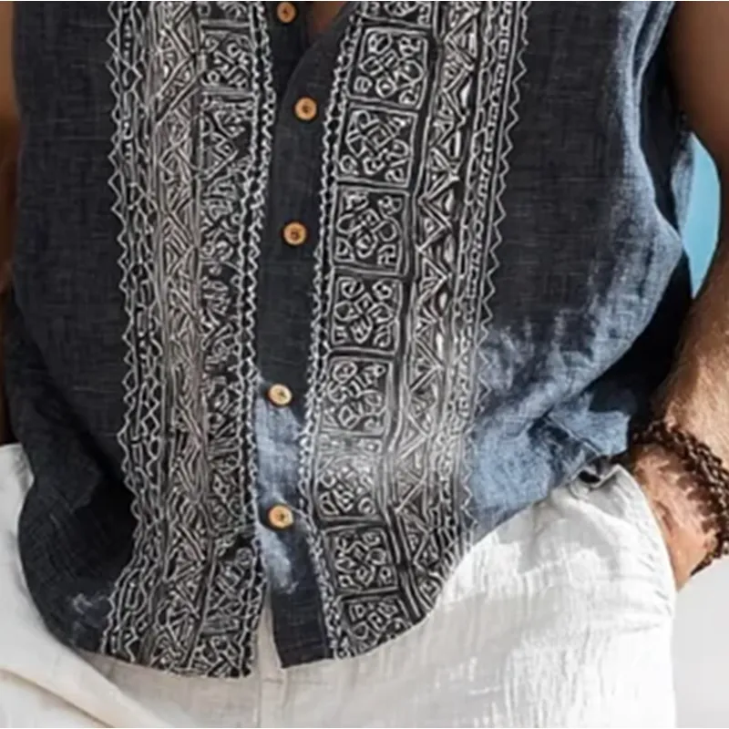 Men's Embroidered Single Breasted Hooded Sleeveless Shirt MTA0481G5Y sold by Manly product image thumbnail 3