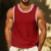 Men's Retro Casual Solid Color Striped Crew Neck Tank Top MTA0202G6TO sold by Manly