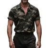 Men's Retro Casual Camouflage Lapel Short Sleeve Shirt MTA0893G1TO sold by Manly