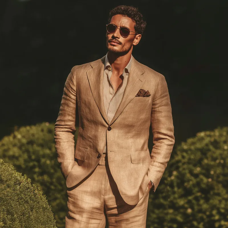 Men's Casual Elegant Breathable Linen Notch Lapel Single Breasted Slim Fit Blazer MTA0724G2M sold by Manly product image thumbnail 3