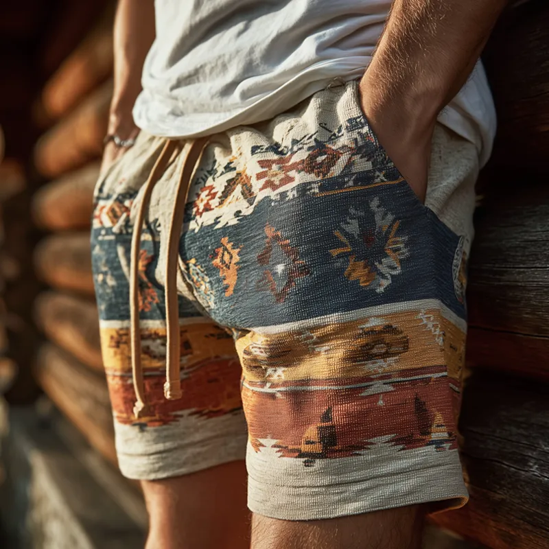 Men's Casual Corduroy Printed Elastic Lace-Up Shorts MTA0848G4U sold by Manly product image thumbnail 2