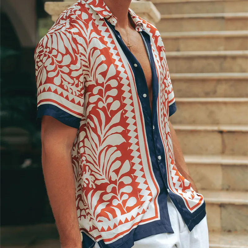 Men's Fashion Casual Satin Printed Short Sleeve Shirt MTA0230G8K sold by Manly product image thumbnail 3