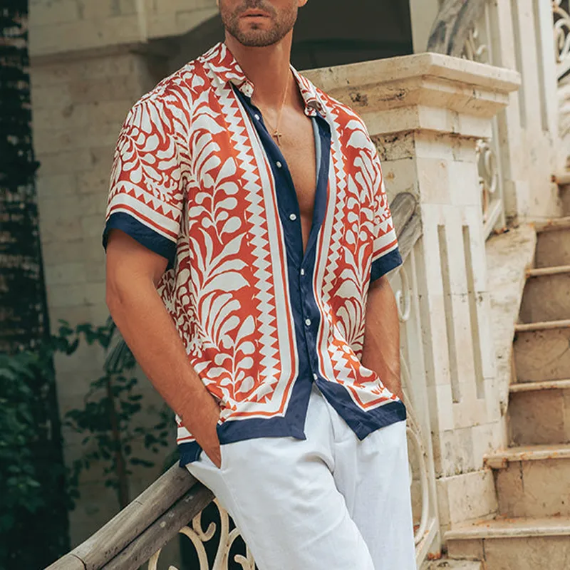 Men's Fashion Casual Satin Printed Short Sleeve Shirt MTA0230G8K sold by Manly product image thumbnail 2