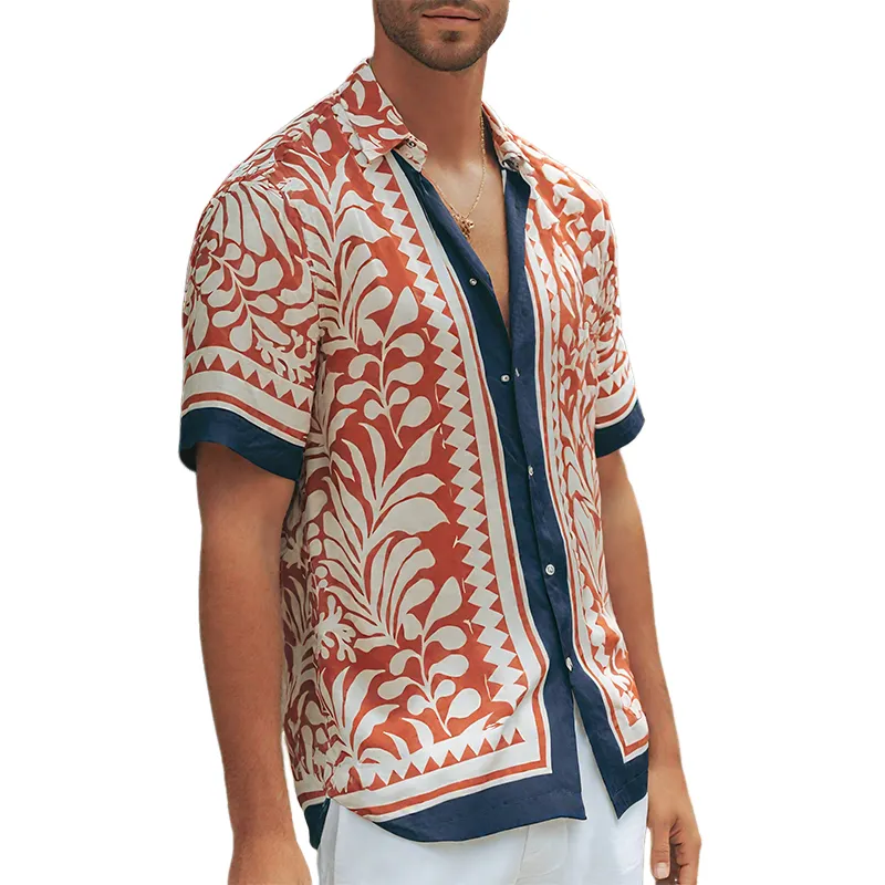 Men's Fashion Casual Satin Printed Short Sleeve Shirt MTA0230G8K sold by Manly