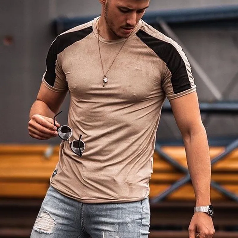 Men's Contrast Color Casual Sports Round Neck Short Sleeve T-Shirt MTA0863G1X sold by Manly product image thumbnail 2