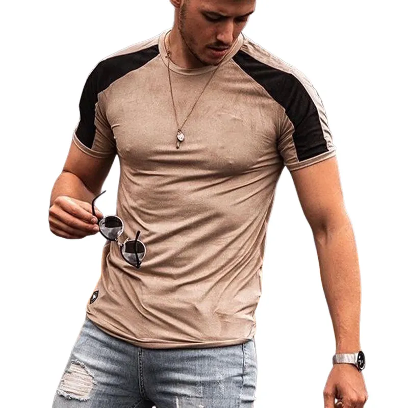 Men's Contrast Color Casual Sports Round Neck Short Sleeve T-Shirt MTA0863G1X sold by Manly