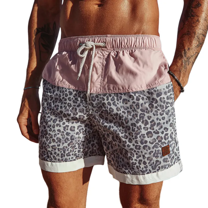 Men's Leopard Print Elastic Sports Shorts MTA0716G8X sold by Manly