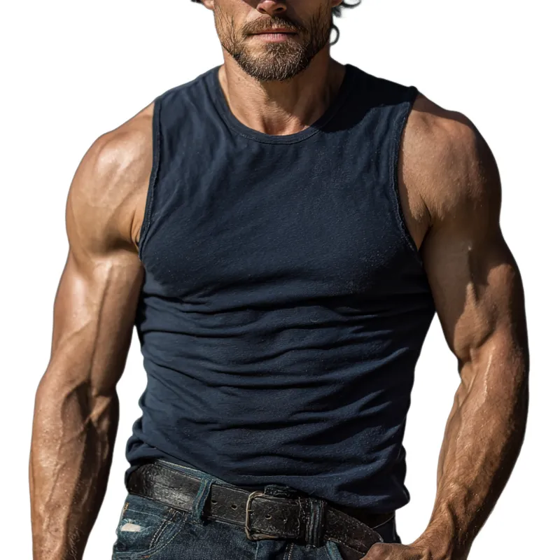 Men's Cotton Blend Slim Fit Crew Neck Tank Top MTA0793G5X sold by Manly