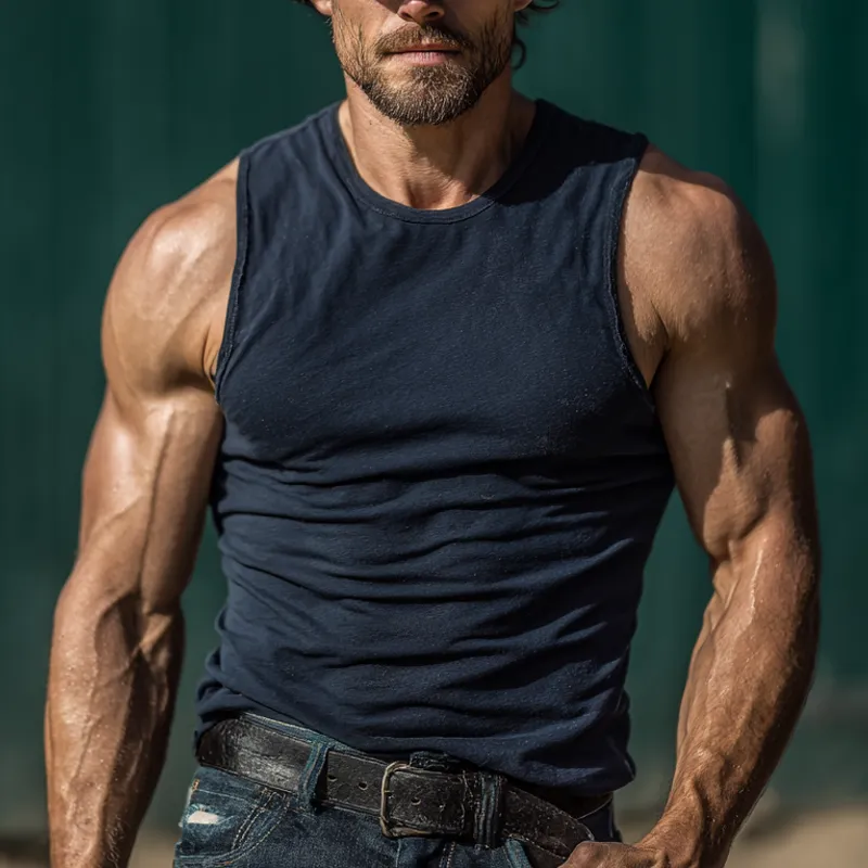 Men's Cotton Blend Slim Fit Crew Neck Tank Top MTA0793G5X sold by Manly product image thumbnail 2