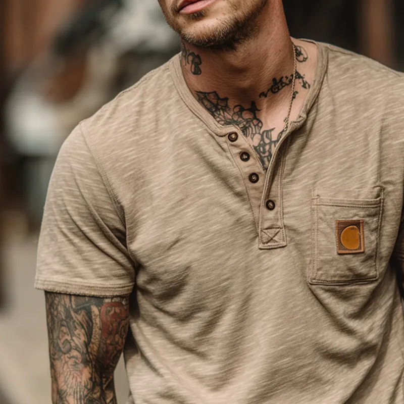 Men's Cotton Blend Henley Neck Short Sleeve T-Shirt MTA0732G9X sold by Manly product image thumbnail 3