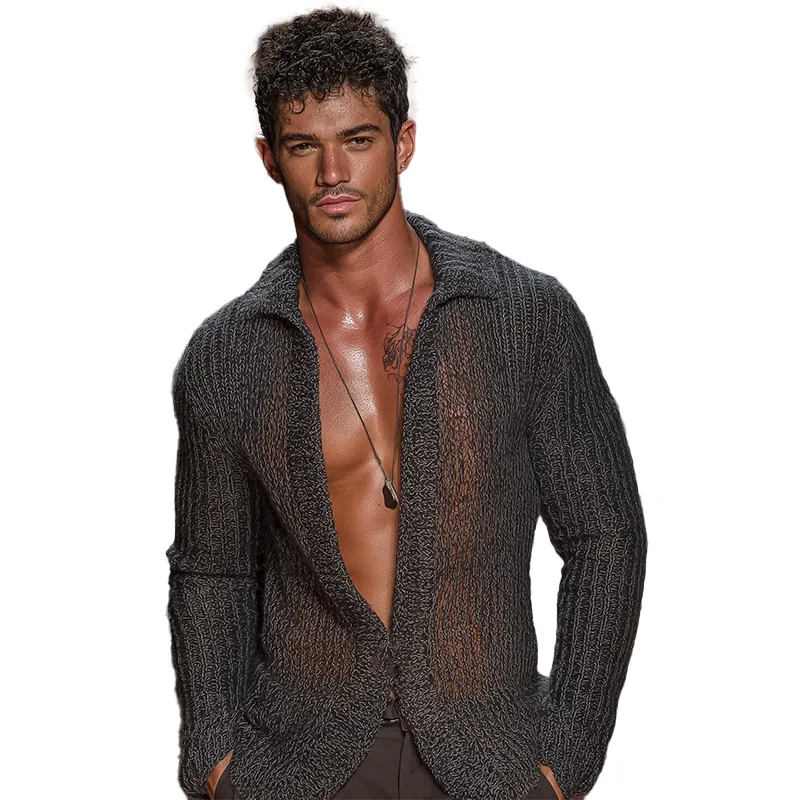 Men's Summer Fashion Mesh Knitted Long Sleeve Shirt MTA0811G0P sold by Manly