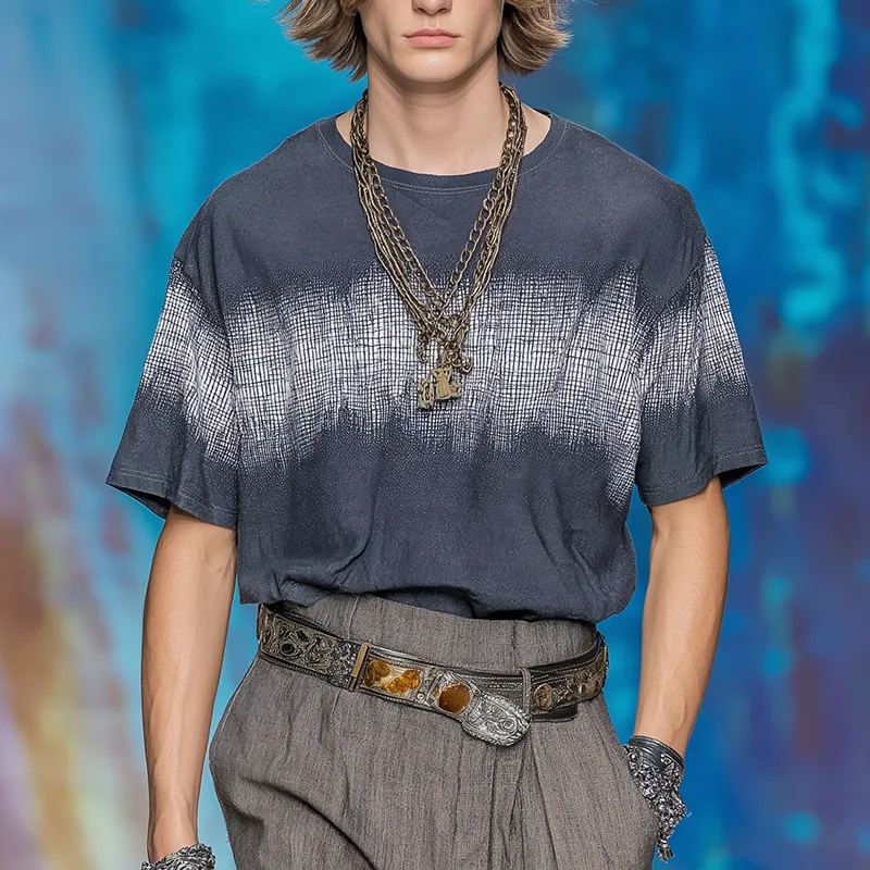 Men's Summer Personalized Gradient Printed Cotton Blended Short Sleeve T-Shirt MTA0858G9P sold by Manly product image thumbnail 2