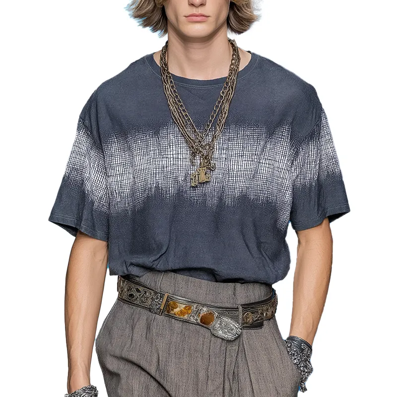 Men's Summer Personalized Gradient Printed Cotton Blended Short Sleeve T-Shirt MTA0858G9P sold by Manly